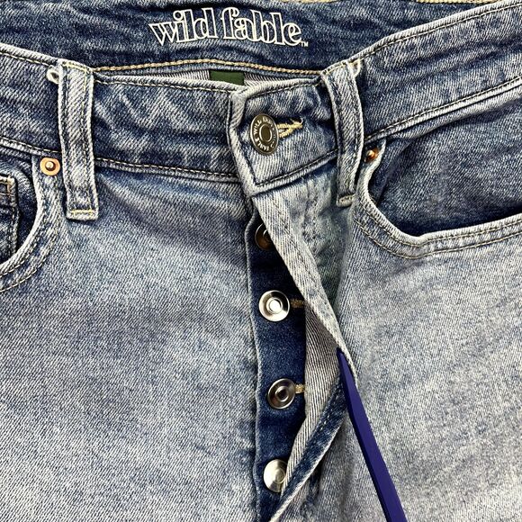 Wild Fable High Rise Straight Leg Jeans Women’s Size 8 Blue Button‎ Fly Raw Hem - Picture 8 of 14